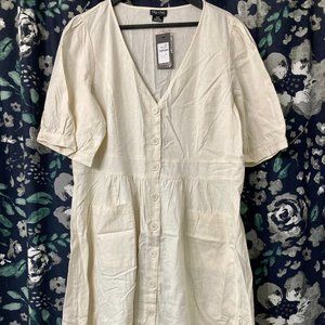 Luca dress: Ivory linen blend by City Chic, size M/18